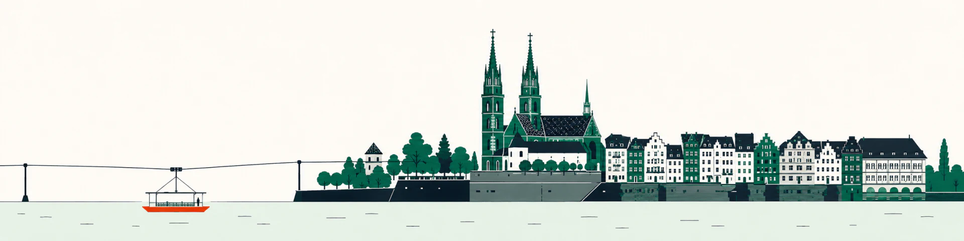 Rhine ferry with Basel Münster